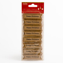 (Kraft Happy Christmas Panels - 8 Pack) Handcrafted Christmas Decorations Card Making