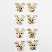 (Glitter Mini Reindeer Face - 8 Pack) Handcrafted Christmas Decorations Card Making