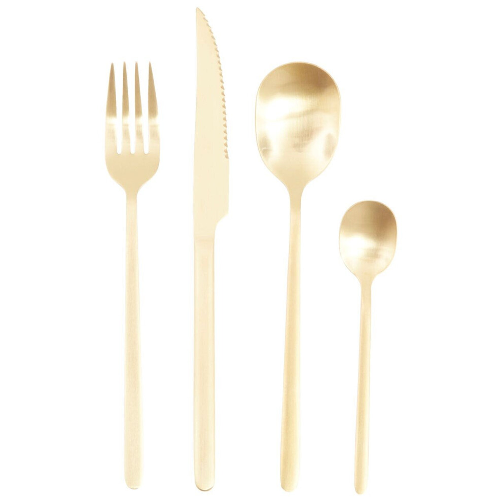Premier Housewares Avie 16Pc Finish Cutlery Set Gold