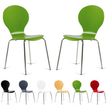 (Green) 2 Keeler Style Kimberley Chrome Metal Bentwood Stacking Dining Chairs Kitchen Café Bistro Style