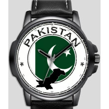 Pakistan Art Flag High Quality Leather Strap Wrist Watch