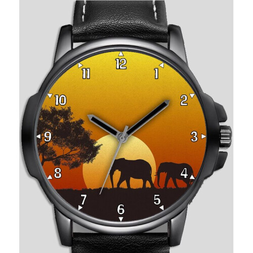 African Elephant Sunset Unique Wrist Watch FAST UK