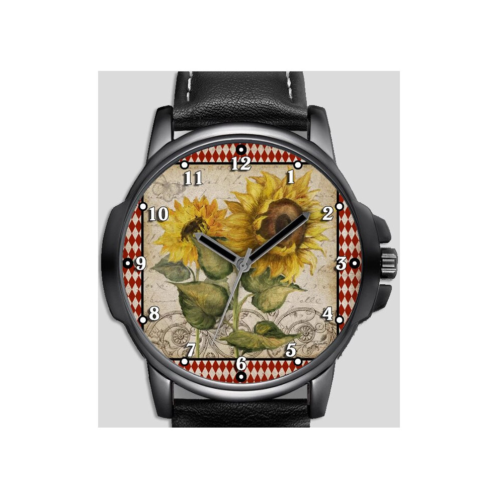 Sunflower Unique Beautiful Rare Art Wrist Watch FAST UK