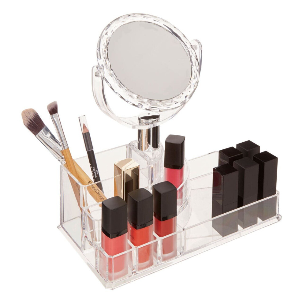 Clear Beauty Cosmetic Organiser with Mirror, Smart Makeup Organiser with Mirror, Makeup Mirror with Storage