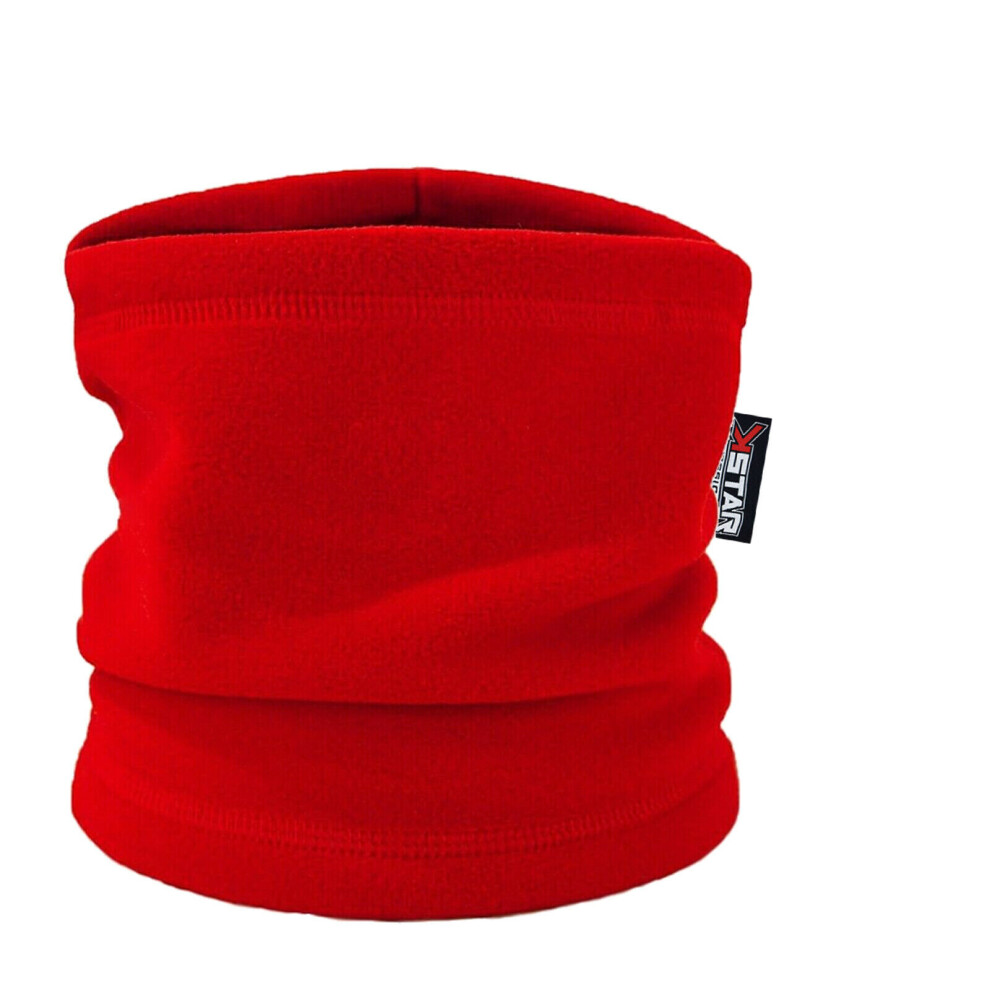 (Red) Neck Fleece Soft Snood Neck Warmer Face Covering Face Mask Winter snood Neck Tube Beanie