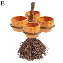 (B) Halloween Pumpkin Snack Bowl Stand Snack Serving Tray Fruit Bowl Party Decor