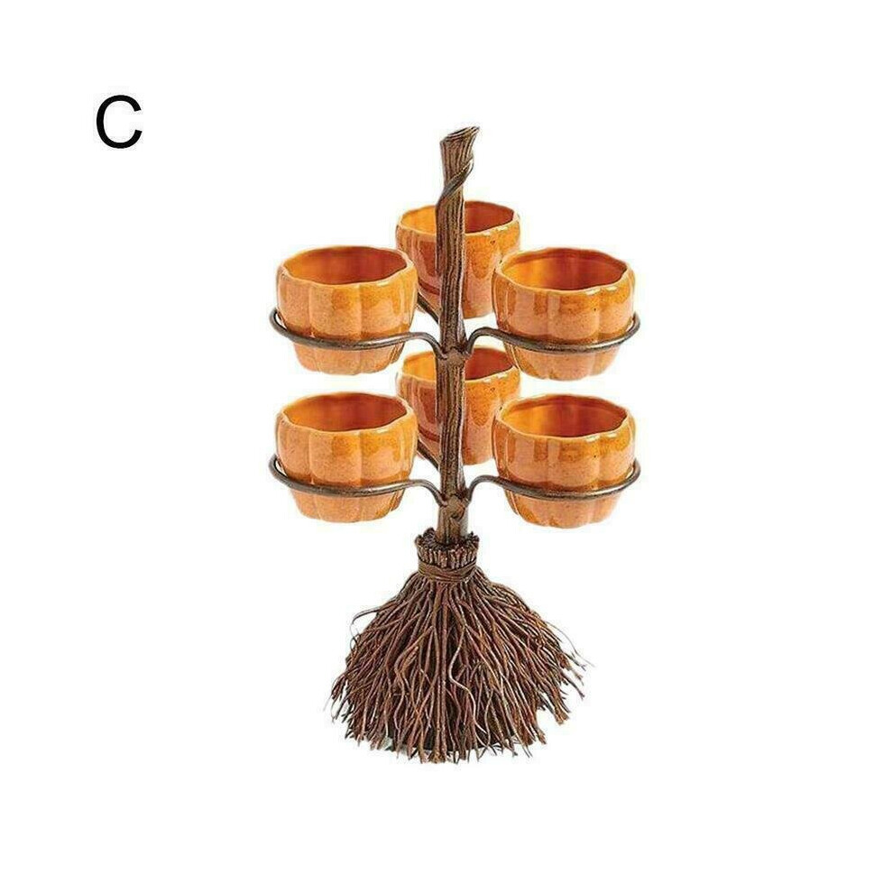 (C) Halloween Pumpkin Snack Bowl Stand Snack Serving Tray Fruit Bowl Party Decor