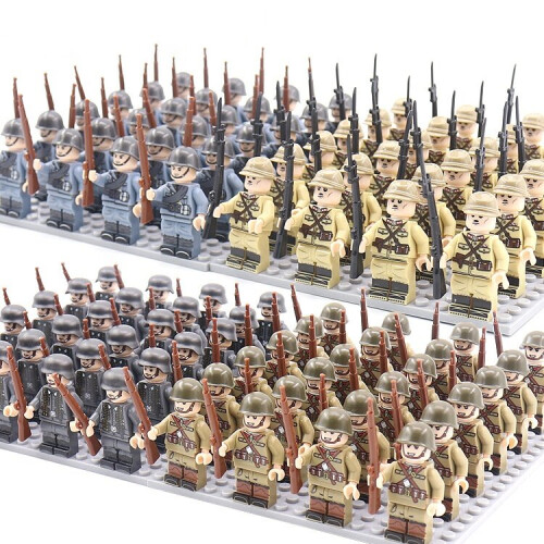 24pcs Minifigures Military Building Blocks WW2 Rifle Models Assembling
