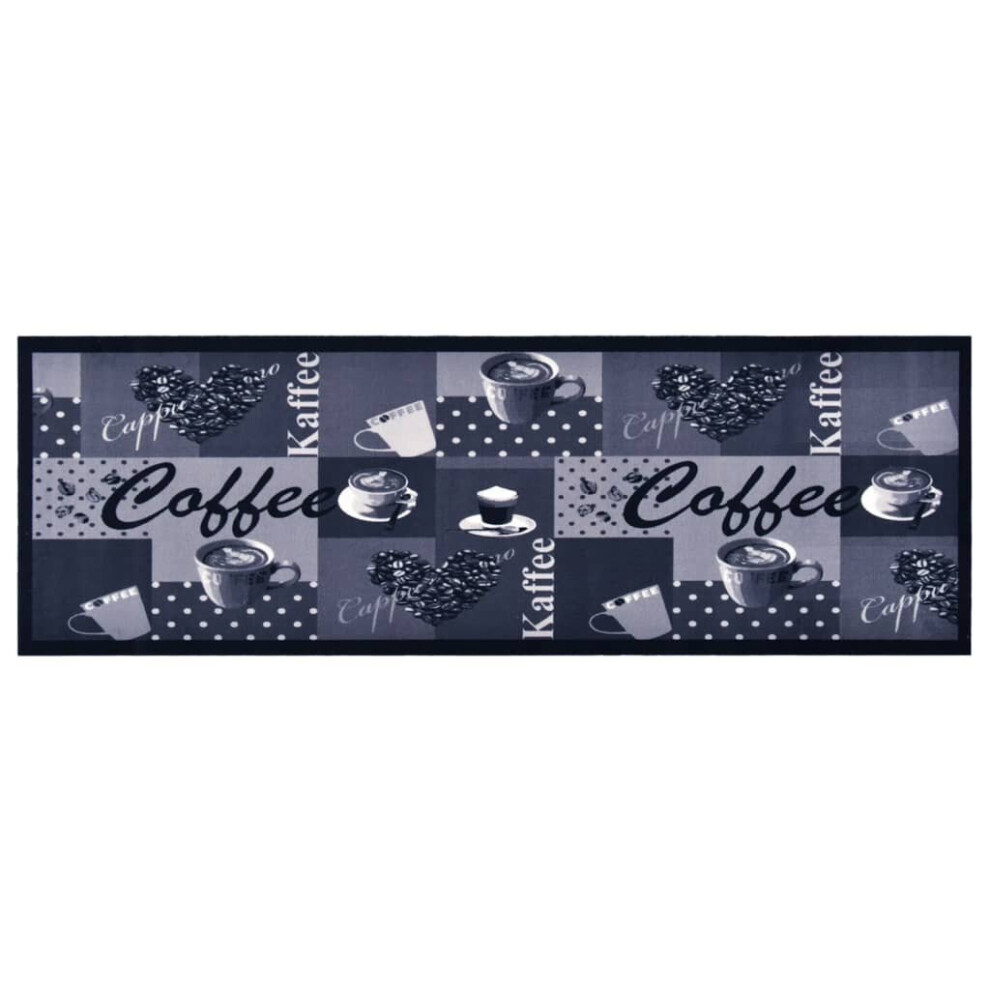 vidaXL Kitchen Carpet Washable Coffee Blue Hallway Rug Non Slip Runner Floor