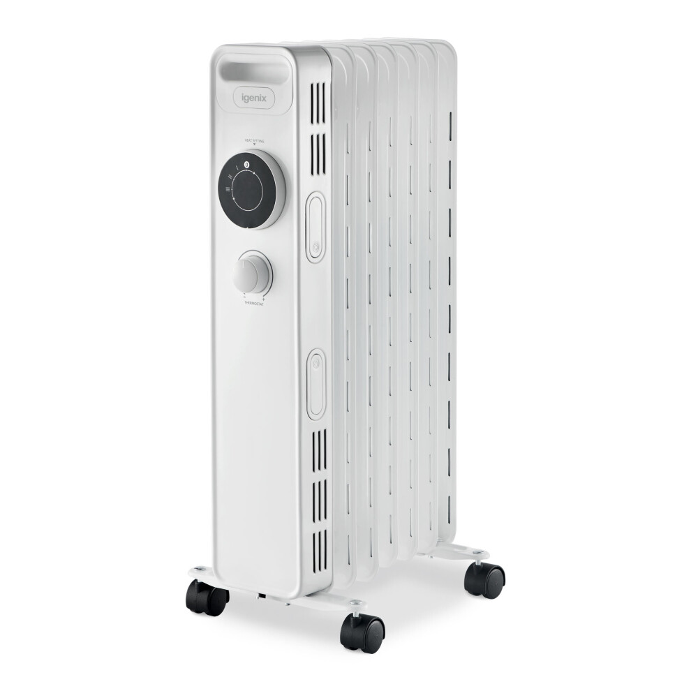 Igenix Ig2615 Oil Filled Radiator, 1.5Kw/1500W, Overheat Protection, White