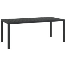 vidaXL Garden Dining Table WPC Aluminium 185x90x74cm Black Outdoor Furniture