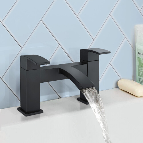 NES Home Tesa Bath Filler Black Matt Waterfall Tap