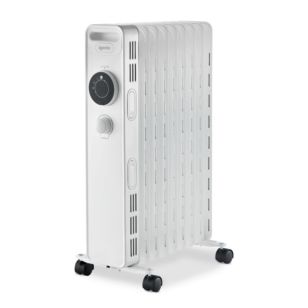Igenix Ig2620 Oil Filled Radiator, 2Kw/2000W, Overheat Protection, White