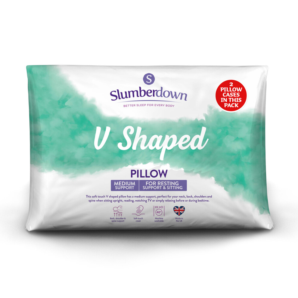 (Medium Pillow, 1 Pack) Slumberdown V Shape Pillow UK Made