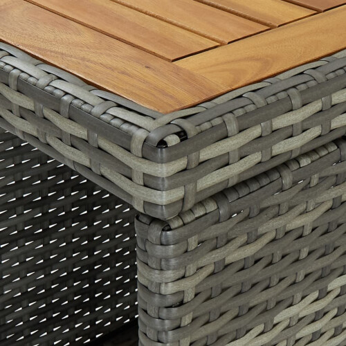 VidaXL vidaXL Bar Table with Storage Rack Grey Poly Rattan Pub Bistro Counter Table 1