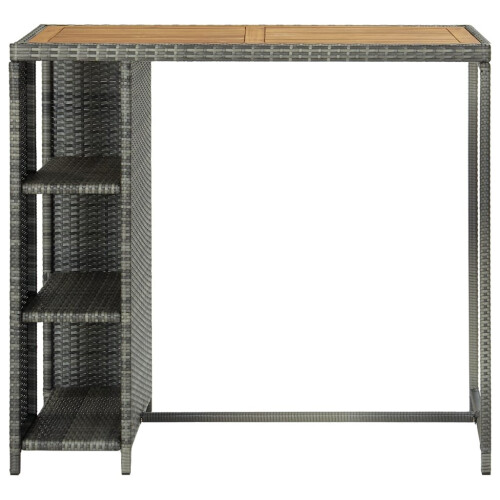 VidaXL vidaXL Bar Table with Storage Rack Grey Poly Rattan Pub Bistro Counter Table 2