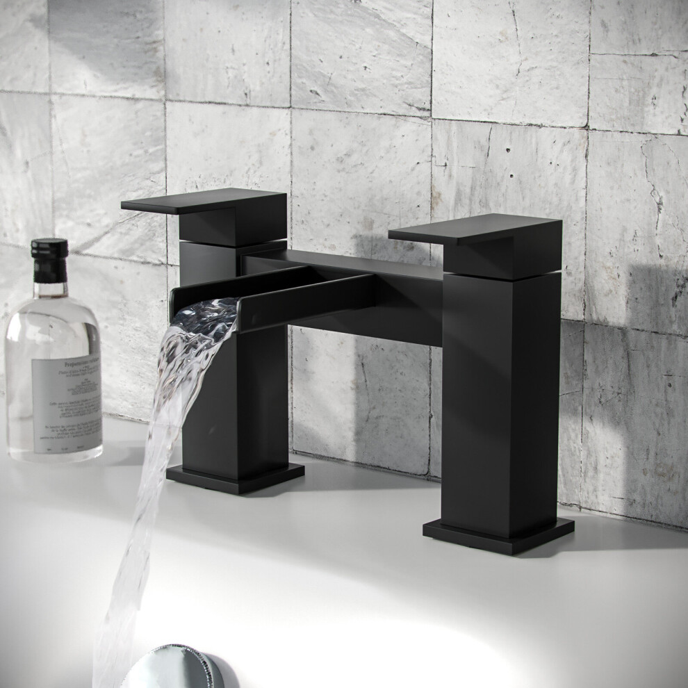 Ozone Waterfall Matte Black Bath Filler Tap