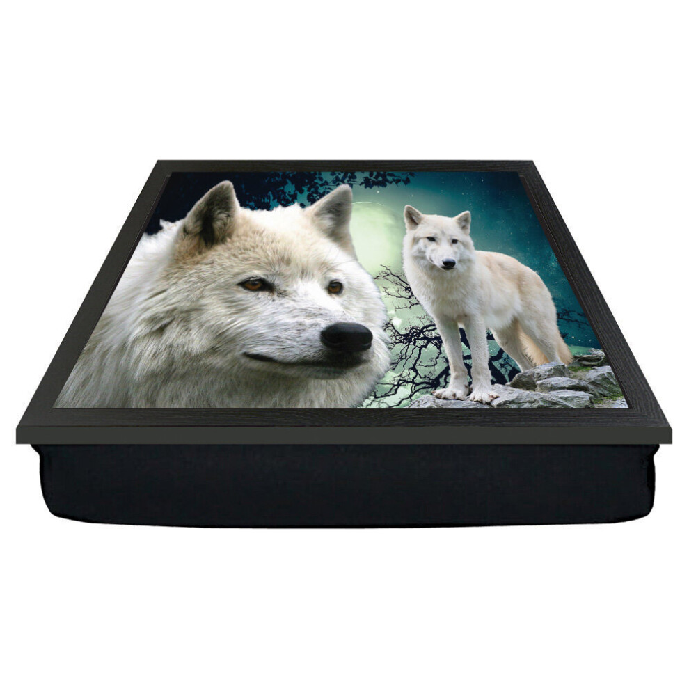 White Wolf Majestic Cushion Lap Tray Gift