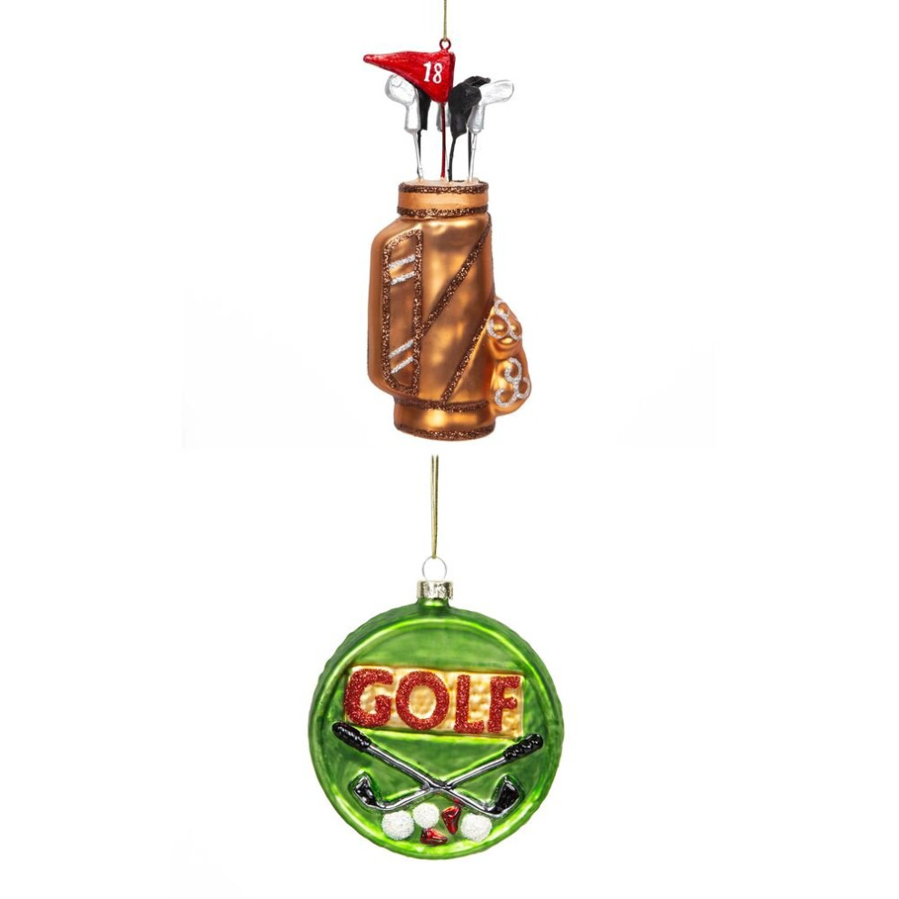 Widdop Set of 2 Novelty Sport Golf Baubles Christmas Tree Decorations