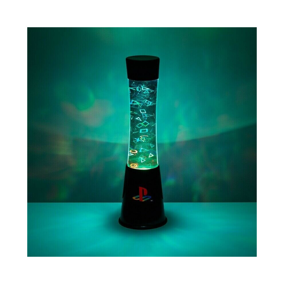 Stunning PlayStation Icons Flow Lamp Liquid Glitter Filled Gaming Light Great Gift For Any Gamer.