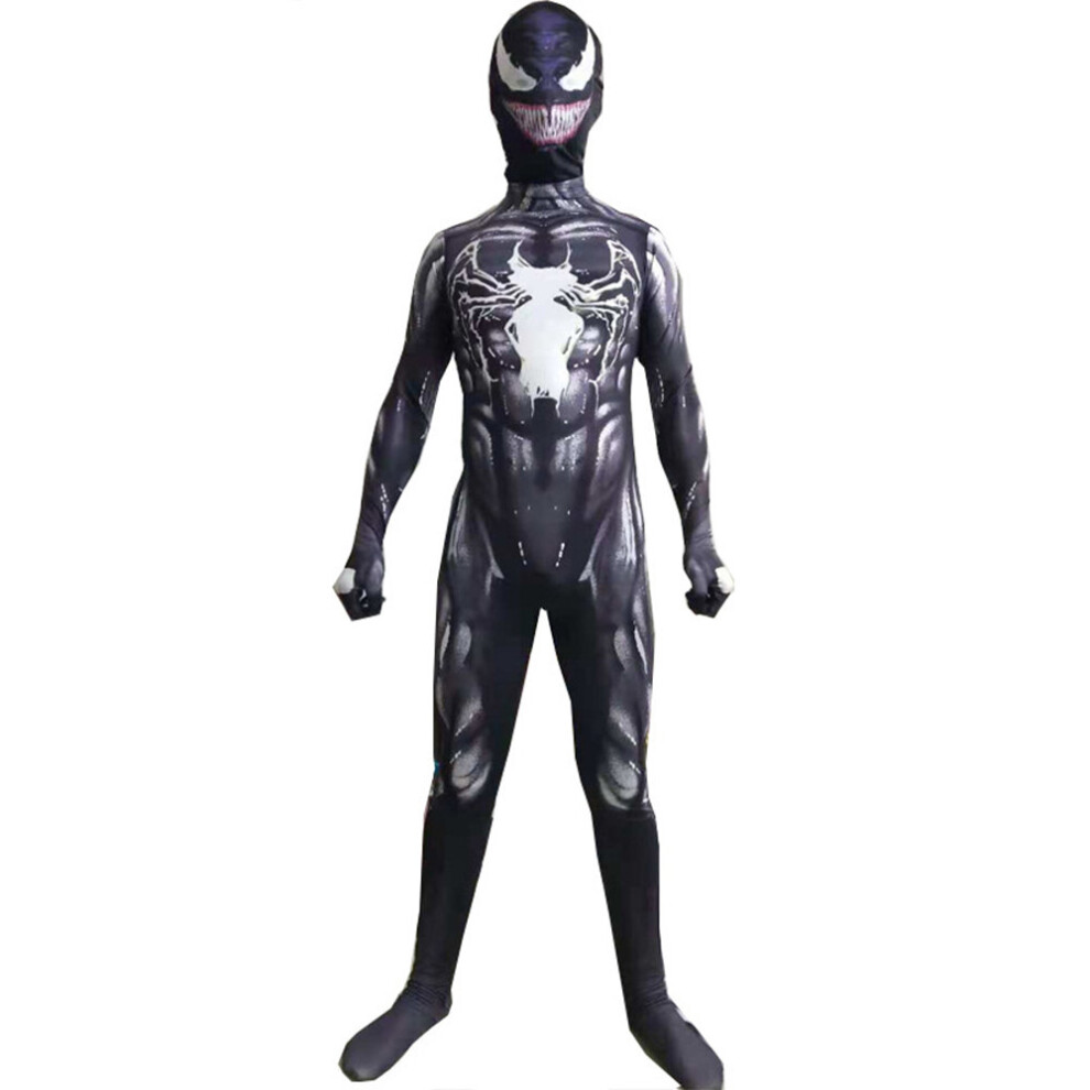 (13-14 Years) Venom Spiderman Superhero Kids Halloween Cosplay Costume Jumpsuit Dress Up Not,Specified