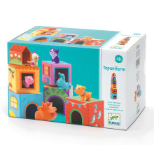 Djeco Topanifarm Stacking Blocks (DJ09108) - Farm Animals & Numbers for Toddlers