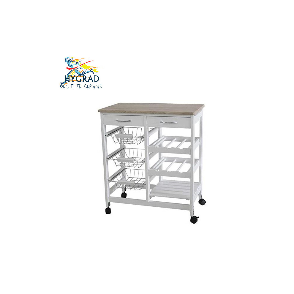 Chariot de cuisine en bois de bambou Chariot pour îlot de salle à manger Panier de rangement pour plan de travail Roues verrouillables