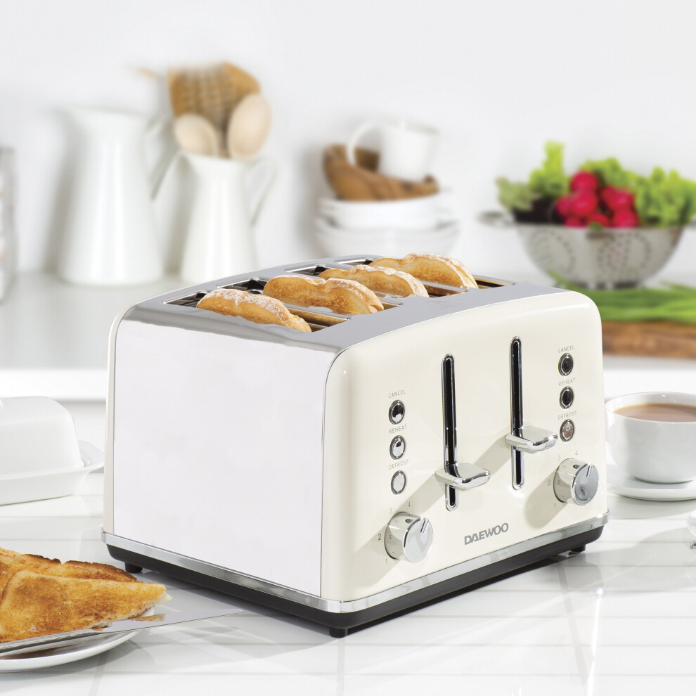 DAEWOO KENSINGTON 4 SLICE TOASTER CREAM