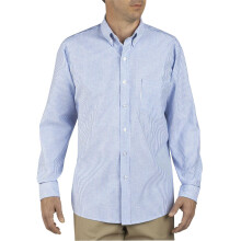 (Blue/White Striped, 18-18.5" Long ) DICKIES Men's Shirt Long Sleeve OXFORD Button Down Blue White Tan Striped