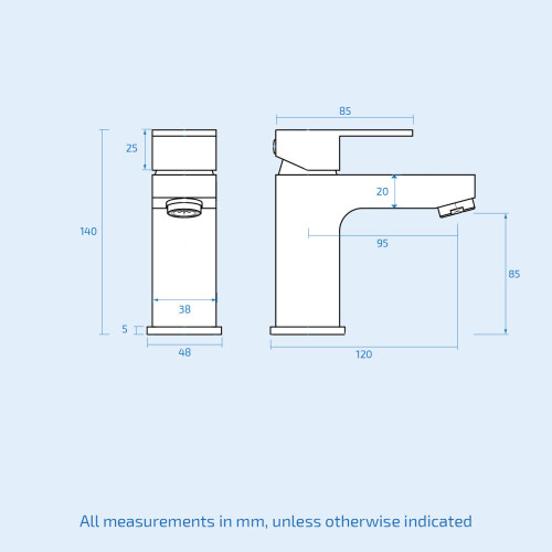 NES Home Aldo Modern Bathroom Chrome Deck Mounted Solid Brass Basin Mixer Tap 2
