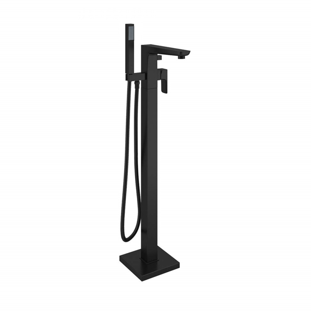 Matte Black Square Modern Freestanding Bath Shower Mixer Tap