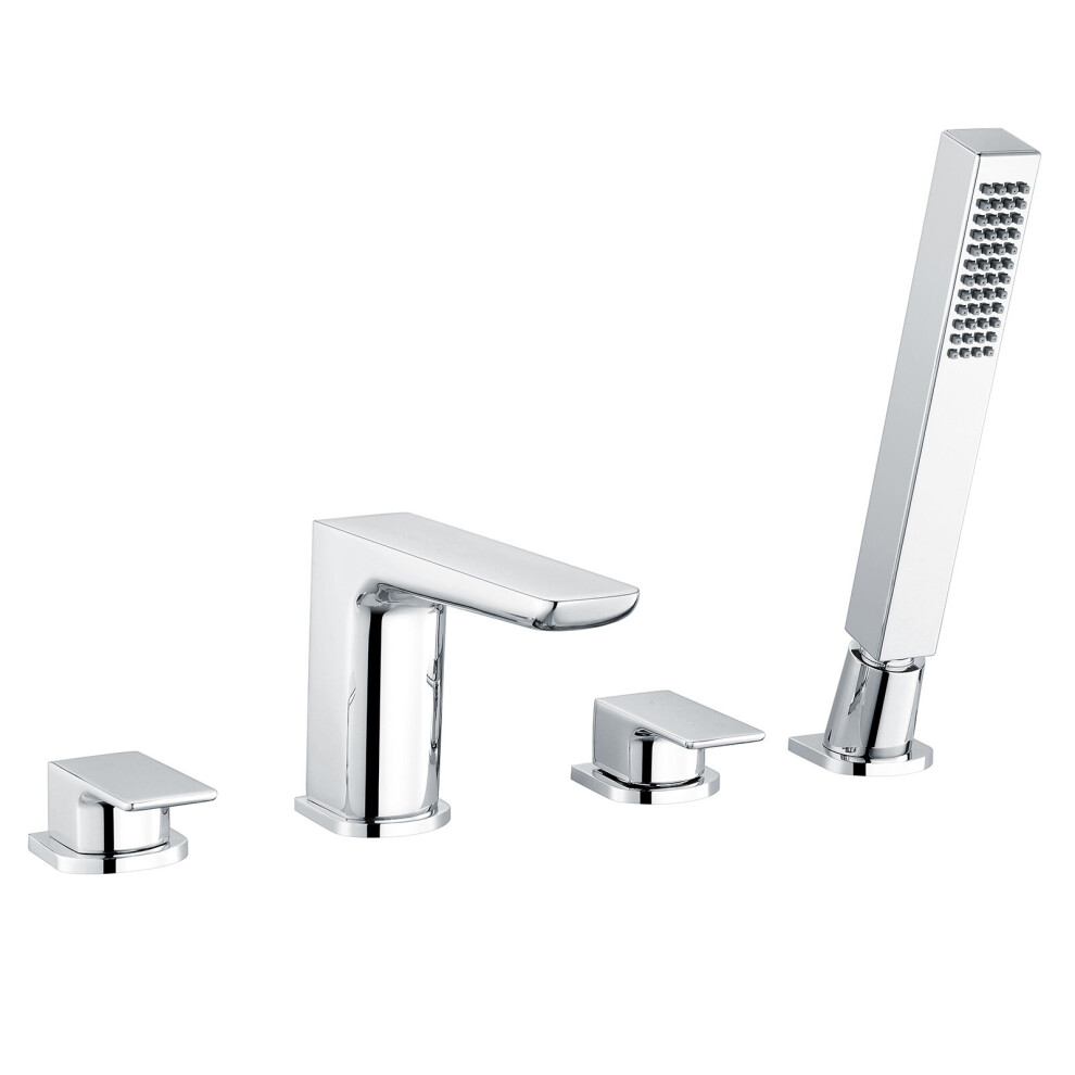 Designer Chrome Bath Filler Hot/Cold Taps with Shower Handset