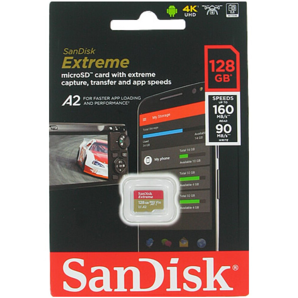 Sandisk 128GB Extreme Micro SDXC Class A1 U3 V30 160MB/s