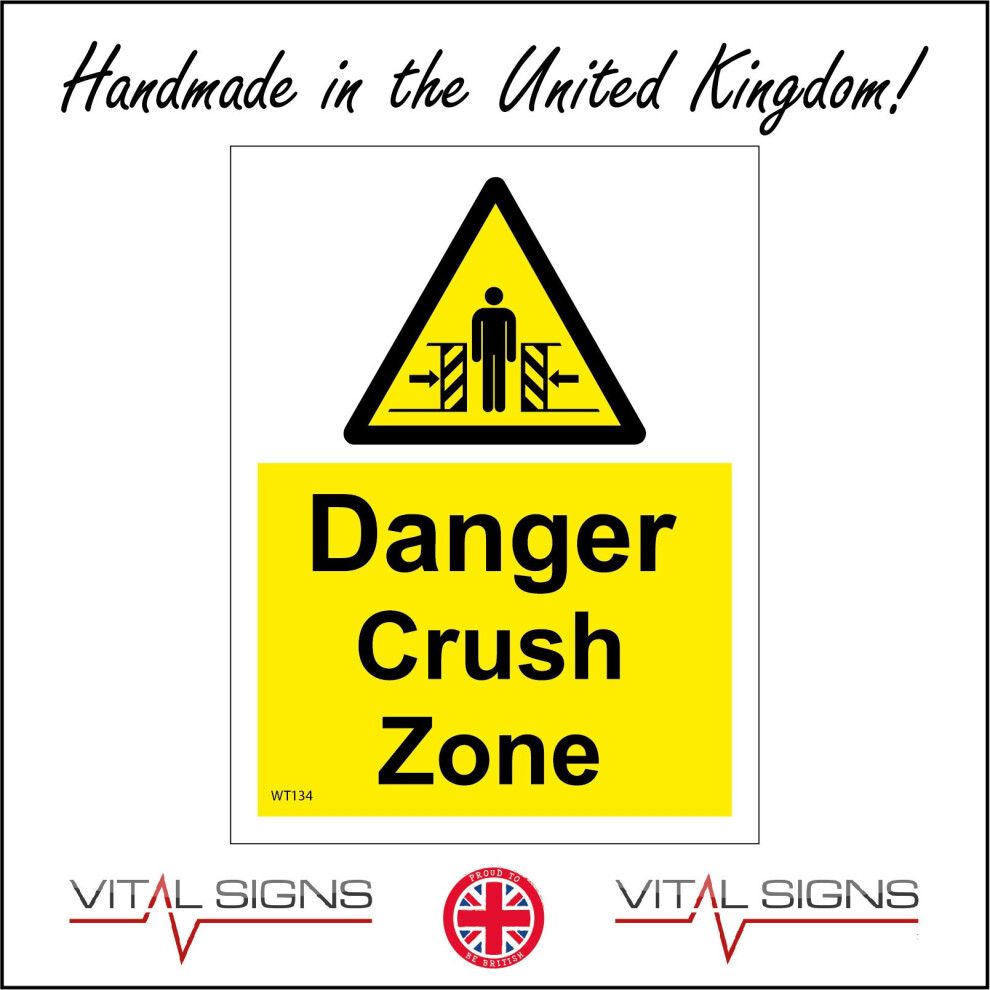(150 x 200mm - 6 x 8, B - Magnetic - Vehicle Grade) WT134 Danger Crush Zone Sign  Be Aware Limited Space Workplace Construction 450mm x 600mm B - Magn-image-OPC-P8FC7MS-NEW