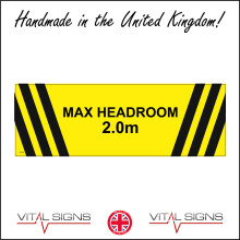 (450 x 150mm - 18 x 6, C - Dibond / Composite Aluminium) WT143 Max Headroom 2.0 Meters Sign Height Bridge Maximum Restricted Head Room 600mm x 200mm B - Magnetic - Vehicle Grade