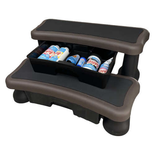 (Brown) Happy Premium Hot Tub Steps with Storage Drawers