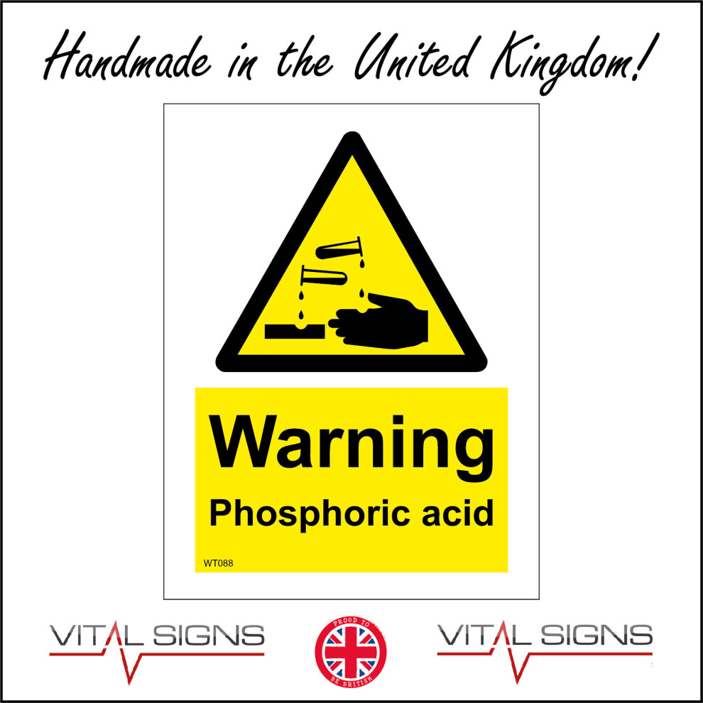 (200 x 300mm - 8 x 12, B - Magnetic - Vehicle Grade) WT088 Warning Phosphoric Acid Sign Caution Fertilizer Hazardous Skin Dental 450mm x 600mm B - Mag-image-OPC-P8FC8RN-NEW