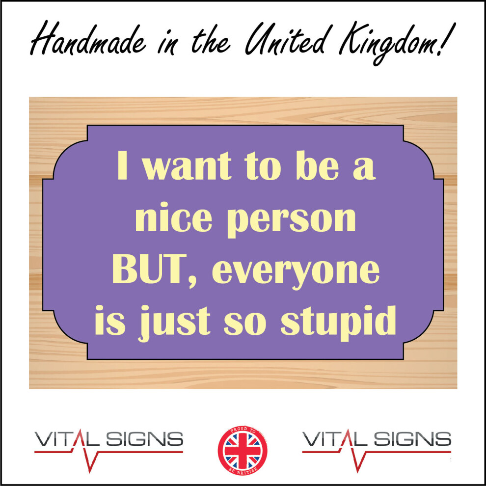 (400 x 300mm - 16 x 12, D - 1mm Pvc Foamex) HU325 I Want To Be Nice Person Everyone Stupid Sign Work Office Gift Fun Boss 600mm x 450mm B - Magnetic --image-OPC-P8FCC6F-NEW