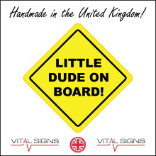 (450 x 450mm - 18 x 18, G - 10mm Extra Heavy Duty Foamex Foamboard) HU356 Little Dude On Board Sign Yellow Car Child Safety Distance Taxi Grandma 600mm x 600mm B - Magnetic - Vehicle Grade