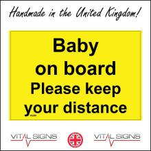 (600 x 450mm - 24 x 18, B - Magnetic - Vehicle Grade) VE280 Baby On Board Please Keep Your Distance Sign Car Warning Child Safety 600mm x 450mm B - Magnetic - Vehicle Grade