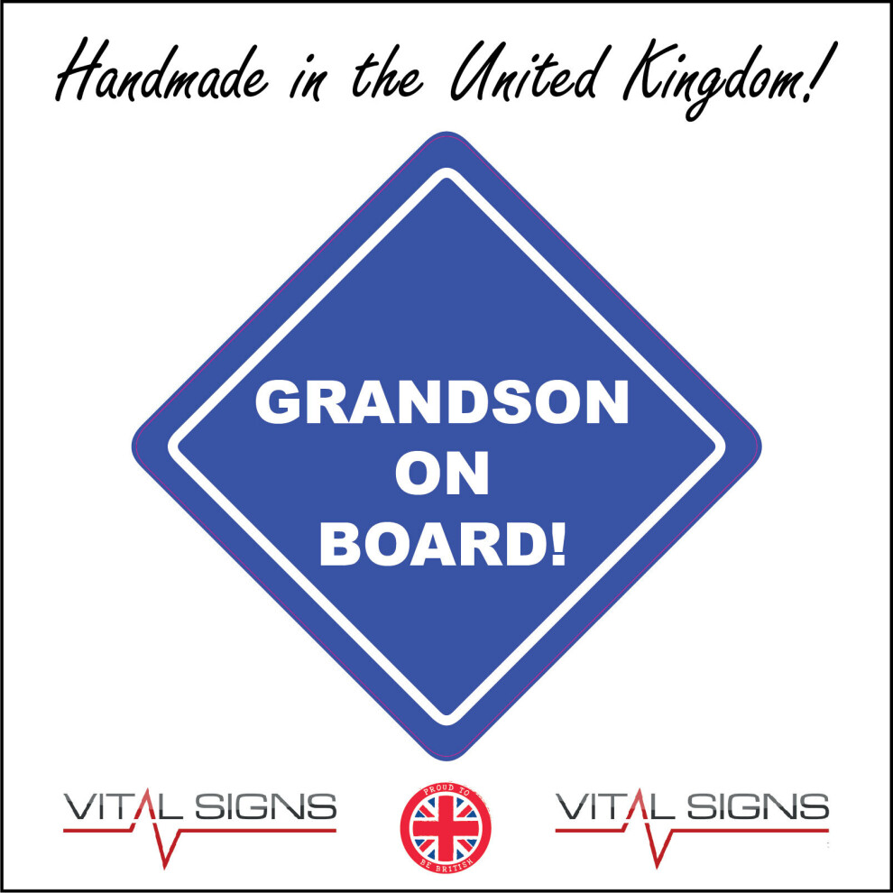 (400 x 400mm - 16 x 16, F - 5mm Heavy Duty Foamex Foamboard) HU370 Grandson On Board Sign Blue Safety Distance Warning Tinker Fun Love  600mm x 600mm-image-OPC-P8FCMSH-NEW