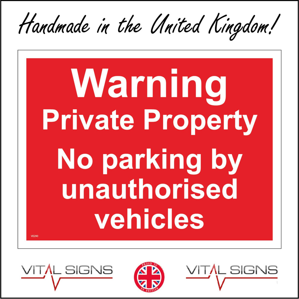 (400 x 300mm - 16 x 12, F - 5mm Heavy Duty Foamex Foamboard) VE290 Warning Private Property No Parking Unauthorised Vehicles Sign Keep Out 600mm x 450-image-OPC-P8FCNXP-NEW