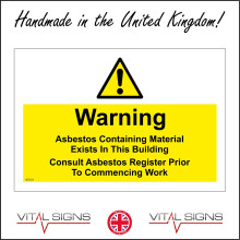 (300 x 200mm - 12 x 8, F - 5mm Heavy Duty Foamex Foamboard) WT071 Warning Asbestos Material In Building Consult Register Sign Warehouse Site 600mm x 450mm B - Magnetic - Vehicle Grade