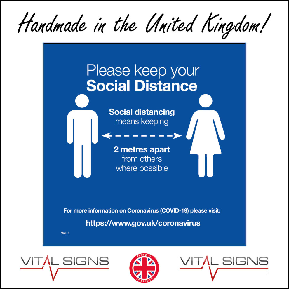 (300 x 300mm - 12 x 12, G - 10mm Extra Heavy Duty Foamex Foamboard) MA777 Please Keep Your Social Distance Sign Rules Regulations Safety Workplace  60-image-OPC-P8FCQKR-NEW