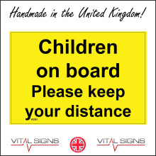 (600 x 400mm - 24 x 16, C - Dibond / Composite Aluminium) VE281 Children On Board Please Keep Your Distance Sign Child Baby Safety Little 600mm x 450mm B - Magnetic - Vehicle Grade