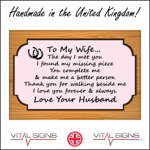 (200 x 150mm - 8 x 6, B - Magnetic - Vehicle Grade) IN155 To My Wife Day I Met You Missing Piece Complete Me Husband Sign Gift Love 600mm x 450mm B - Magnetic - Vehicle Grade
