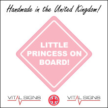 (150 x 150mm - 6 x 6, D - 1mm Pvc Foamex) HU368 Little Princess On Board Sign Crown Royalty Pink Girl Fun Safety Distance 600mm x 600mm B - Magnetic - Vehicle Grade