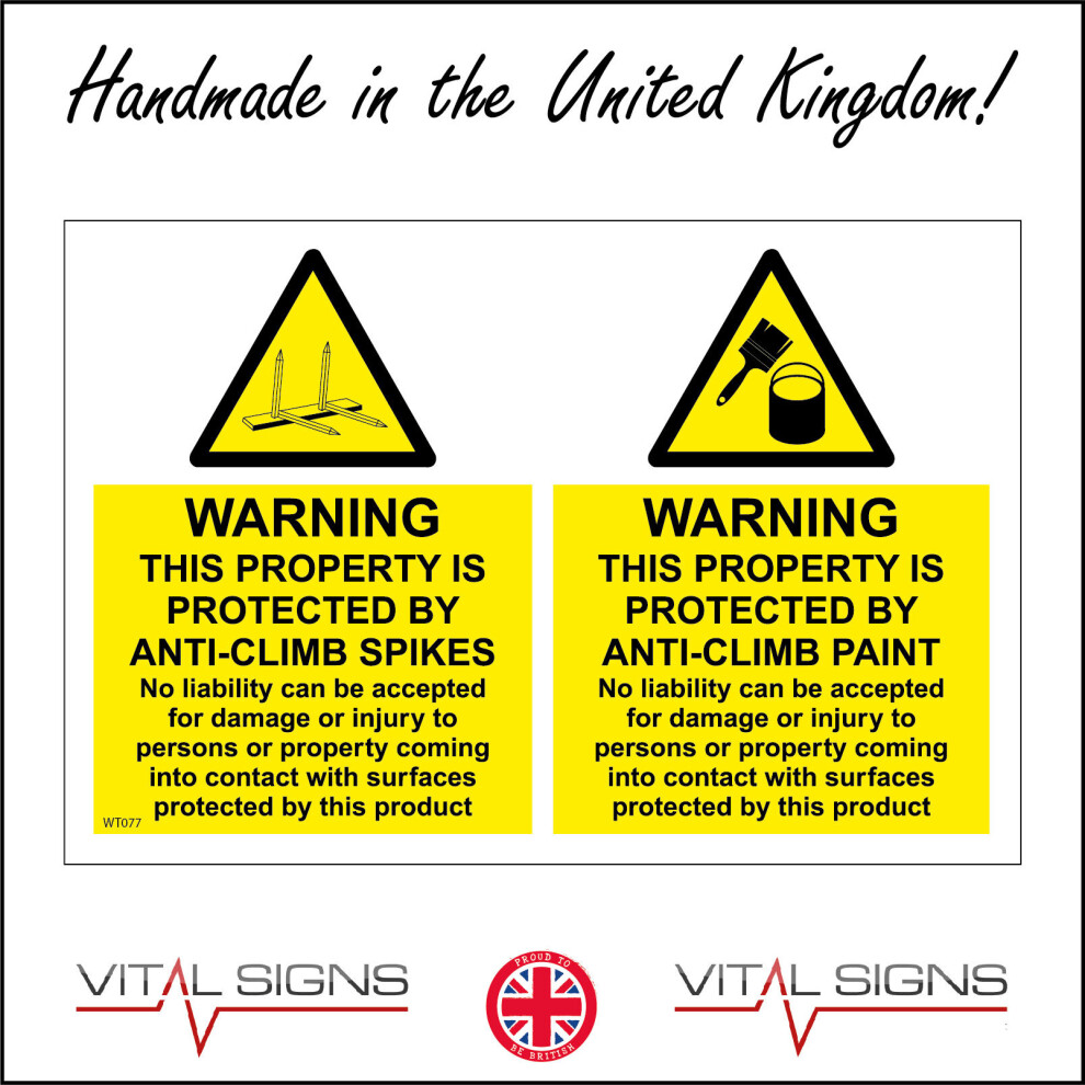 (300 x 200mm - 12 x 8, A - Sticker / Sav - Non-See Through) WT077 Property Protected Anti Climb Spikes Paint Sign Vandal Security Protection 600mm x 4-image-OPC-P8FDFNH-NEW