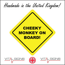 (250 x 250mm - 10 x 10, D - 1mm Pvc Foamex) HU365 Cheeky Monkey On Board Sign Child Imp Grandchild Pickle Safety Playful 600mm x 600mm B - Magnetic - Vehicle Grade