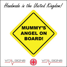 (400 x 400mm - 16 x 16, B - Magnetic - Vehicle Grade) HU357 Mummys Angel On Board Sign Mummy's Car Yellow Distance Diamond Safety 600mm x 600mm B - Magnetic - Vehicle Grade